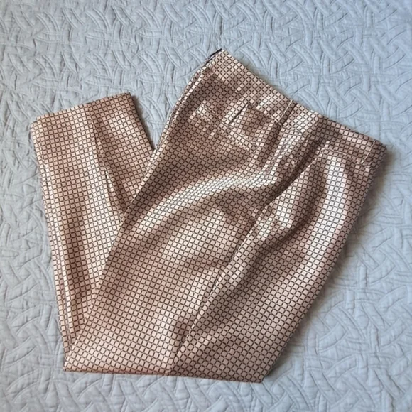 Kate Spade Lewitt Margaux Crop Satin Pants Pink Check Womens 6 Preppy - Picture 3 of 14